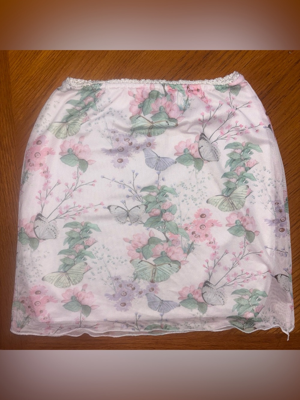 Pretty Little Thing Floral Butterfly Print Women's Skirt - Pink & Green